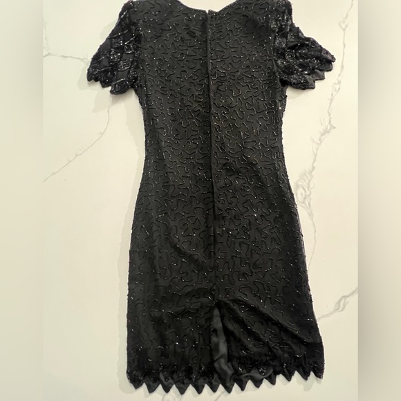 Vintage Laurence Kazar Womens Beaded Cocktail Dress Black Lined size small - Picture 3 of 12